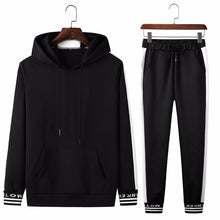 Load image into Gallery viewer, Spring Autumn Sportswear Fitness Tracksuit Men Hoodies Black And White Sets Casual Mens Clothing 2 PC Sweatshirt+SweatPants