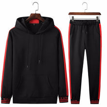 Load image into Gallery viewer, Spring Autumn Sportswear Fitness Tracksuit Men Hoodies Black And White Sets Casual Mens Clothing 2 PC Sweatshirt+SweatPants