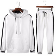 Load image into Gallery viewer, Spring Autumn Sportswear Fitness Tracksuit Men Hoodies Black And White Sets Casual Mens Clothing 2 PC Sweatshirt+SweatPants