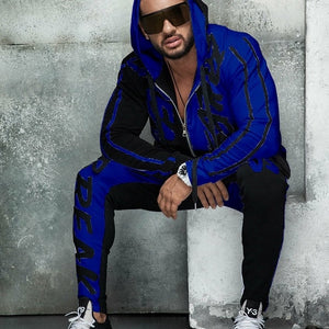 ZOGAA Mens Tracksuit Autumn Fashion Casual Men Fitness Sets Letter Patchwork Hooded Sweatshirt Sweatpants Sports Suit Streetwear