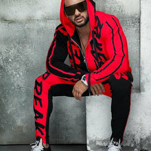 Load image into Gallery viewer, ZOGAA Mens Tracksuit Autumn Fashion Casual Men Fitness Sets Letter Patchwork Hooded Sweatshirt Sweatpants Sports Suit Streetwear

